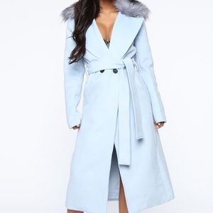 Fashion Nova “Need You Baby Coat” Blue